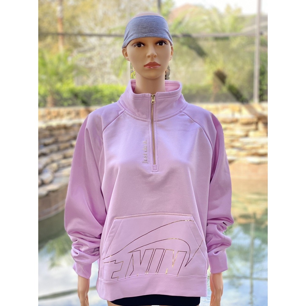 Nike Icon Clash Fleece Pullover Jacket Women's XL Purple Kangaroo Pocket NWT